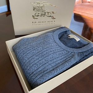 Burberry Two-tone Cable Knit Cashmere Grey Sweater